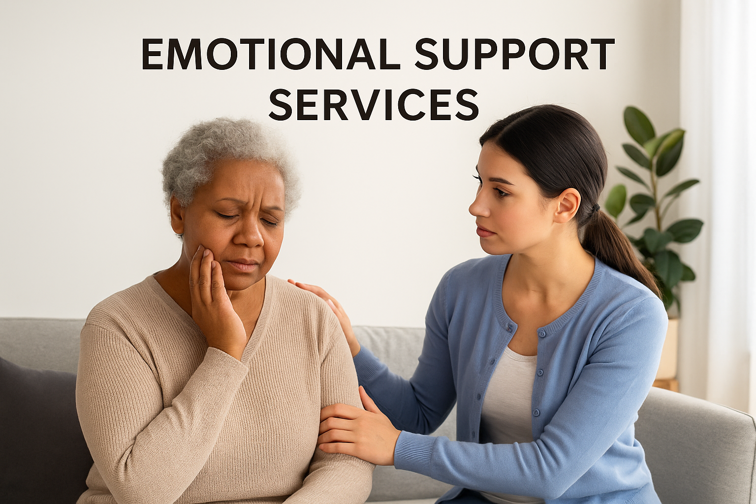 Professional caregiver providing emotional support to senior in Oakbrook Terrace, IL home
