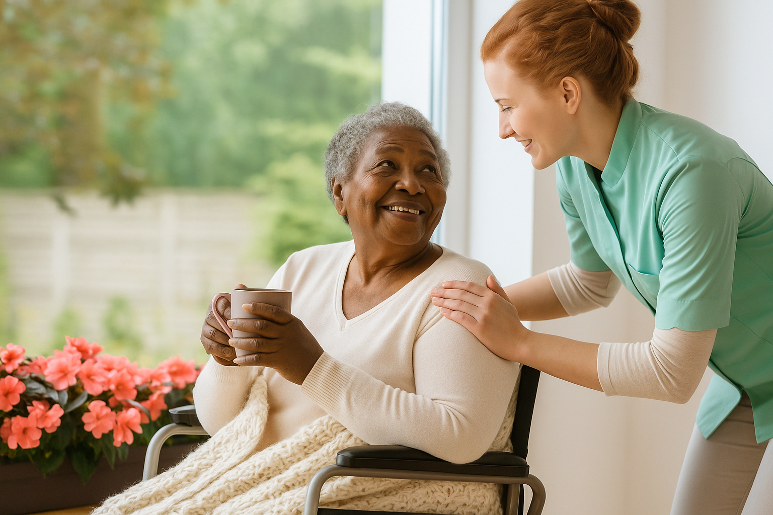 Professional caregiver assisting senior in Oakbrook Terrace, IL home